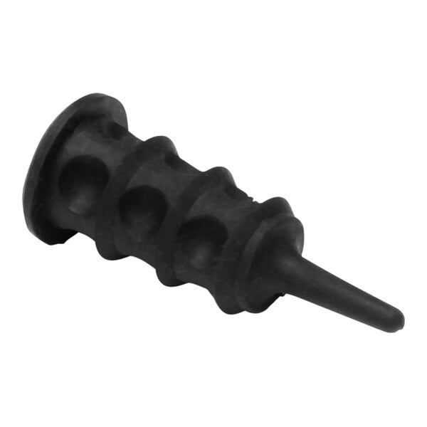 A black rubber faucet spool with holes.