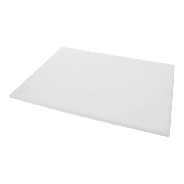 A white rectangular plastic cutting board.
