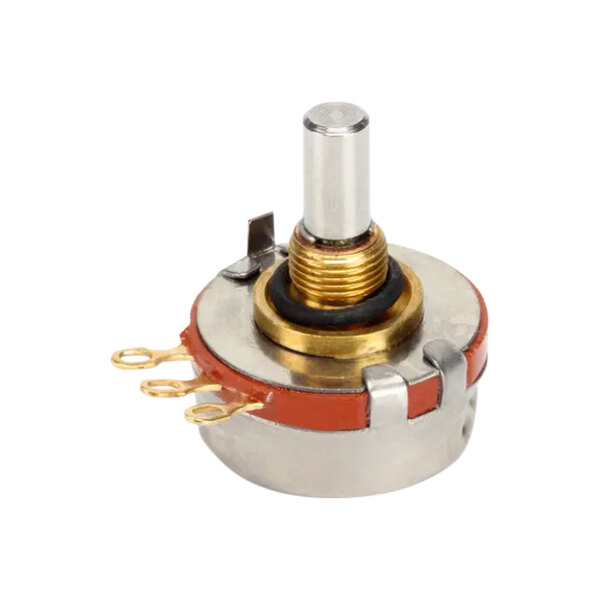 A close up of a Cleveland service potentiometer with a metal cylinder.