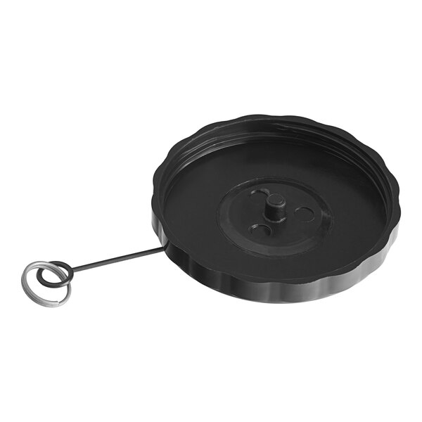 A black plastic Bunn Cap Assembly with a metal ring.