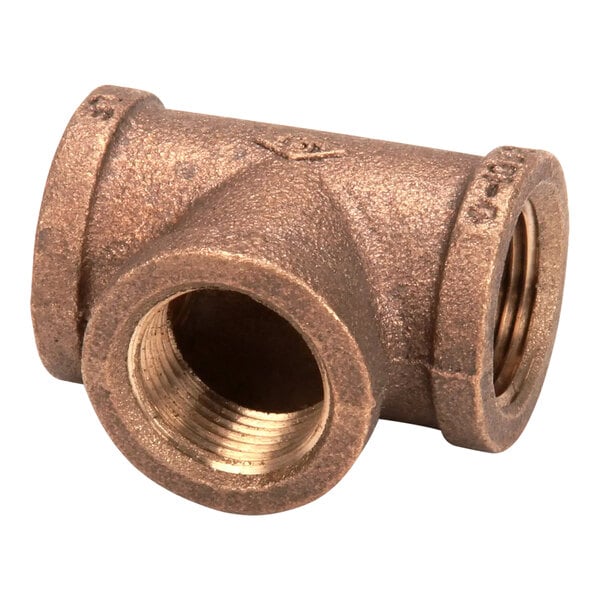 A Cleveland brass tee pipe fitting with threaded ends.