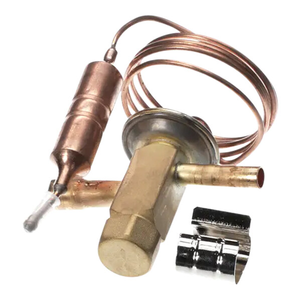 A close-up of a Traulsen copper pressure regulator.