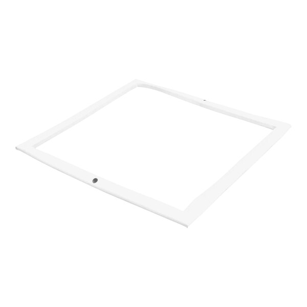 A white rectangular gasket with a hole in the middle.