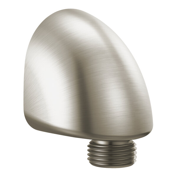 A Delta Lumicoat stainless steel wall elbow for handheld showers.