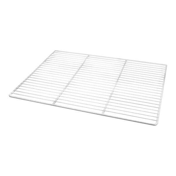 A white metal wire shelf.