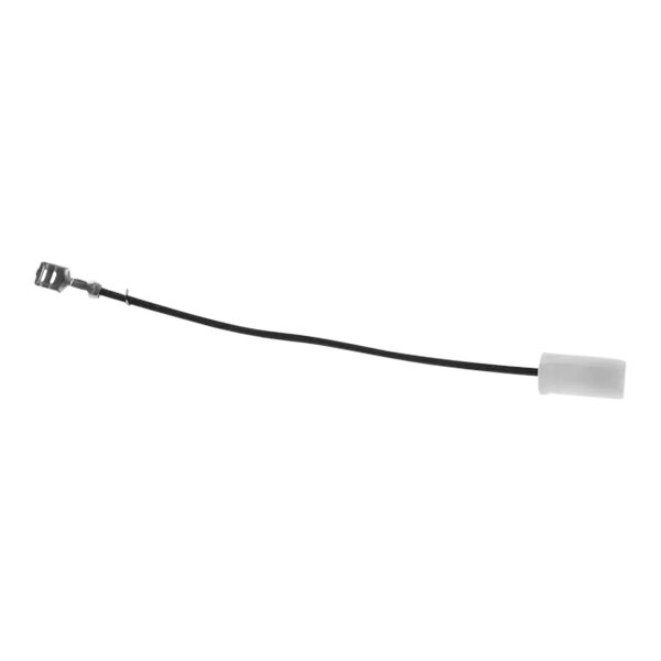 A white cable with a black connector.