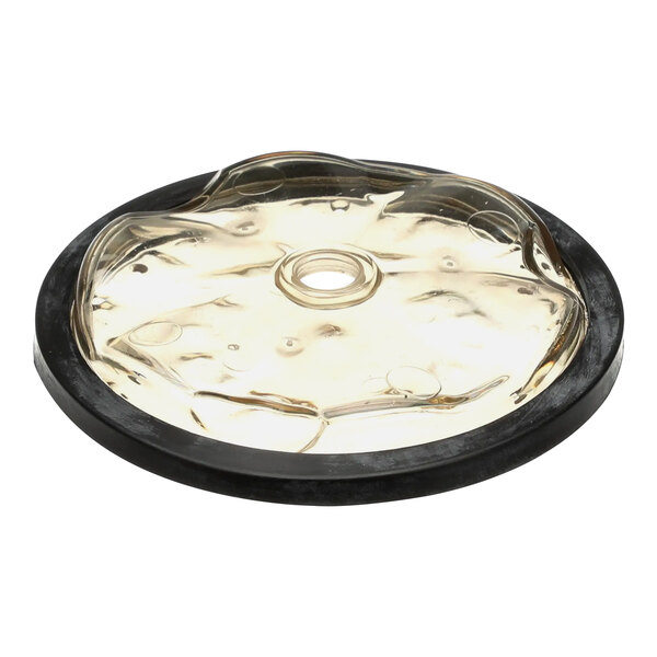 A Bunn sprayhead assembly with a black circle on a round plastic piece.