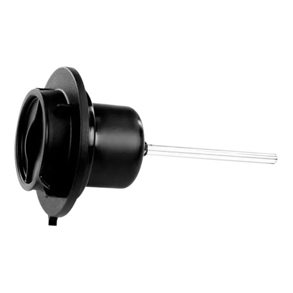 A black plastic Wilbur Curtis lid with a black rubber ring inside.