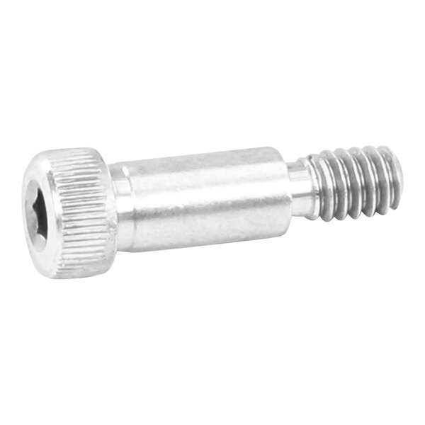 A close-up of a Cleveland stainless steel shoulder bolt with a nut on it.