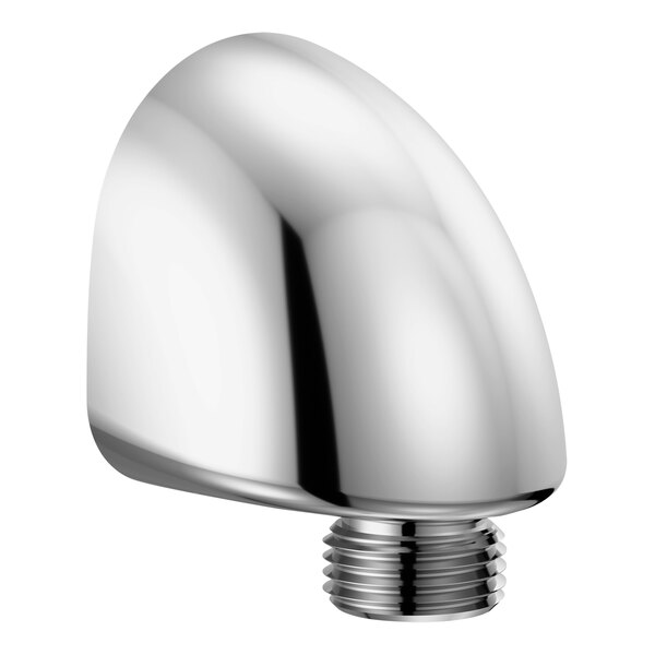 A shiny silver Delta wall elbow for handheld showers.