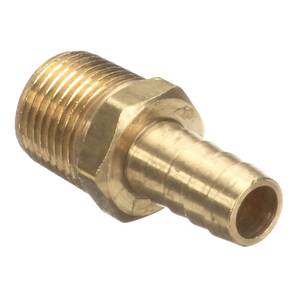A close-up of a Cleveland brass fitting with a threaded male end.
