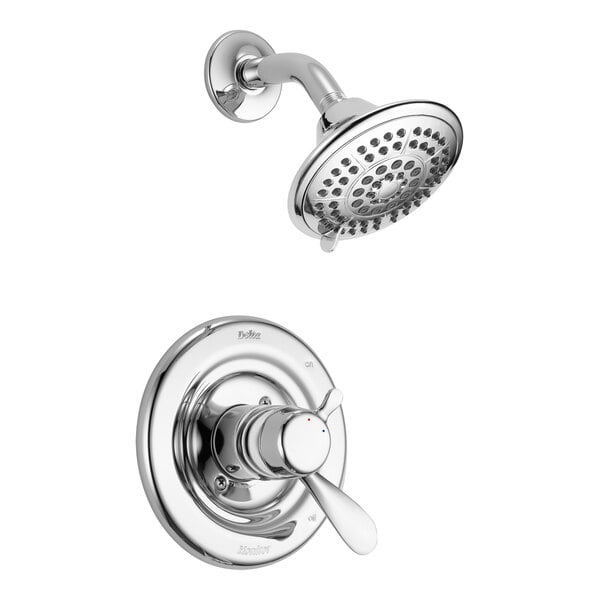 A Delta Classic chrome shower faucet with a shower head.