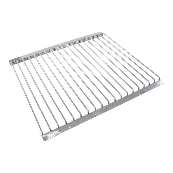 A stainless steel Traulsen tray slide with metal bars.