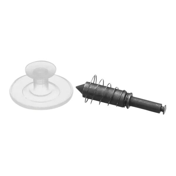 A black screwdriver with a metal tip and a plastic handle on a white background.