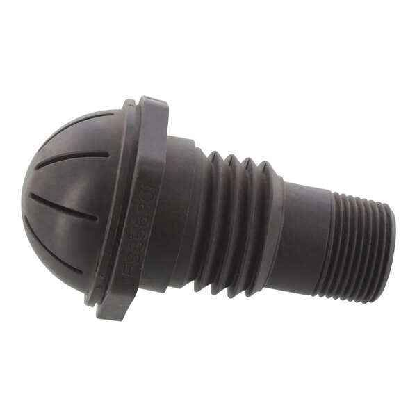 A black plastic nozzle with a round ball on the end.