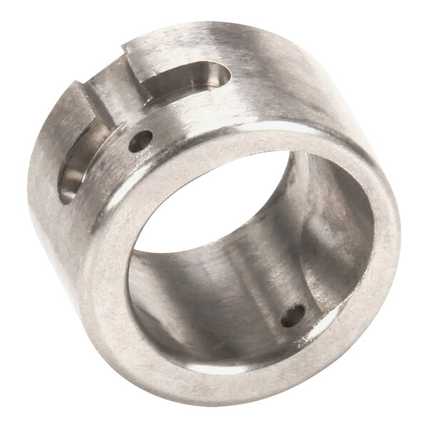 A stainless steel Cleveland idler bushing with two holes.