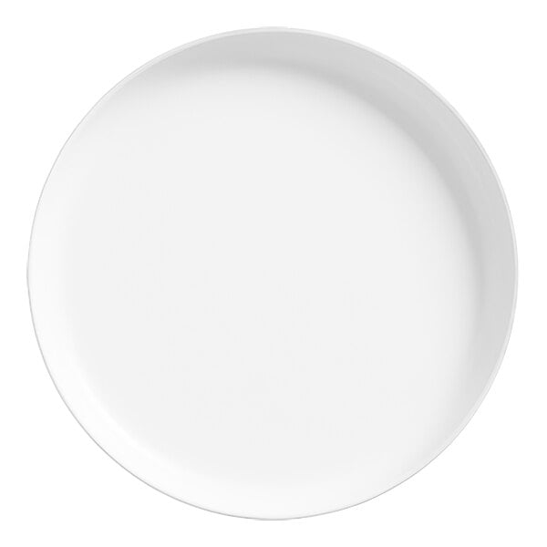 An American Metalcraft white melamine coupe plate with a white rim.