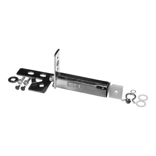 A metal True Refrigeration hinge kit with screws and bolts.