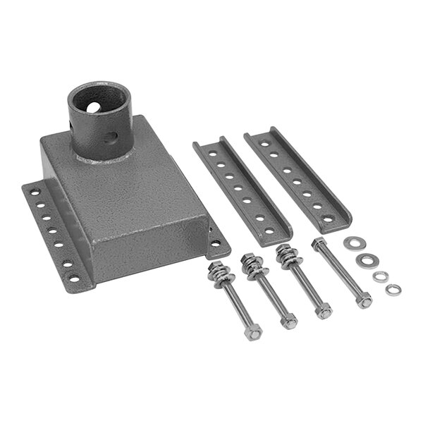 A metal Trailer Valet XL mounting bracket with screws and bolts.