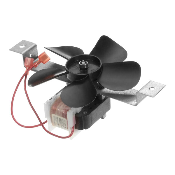 A black fan with red wires.