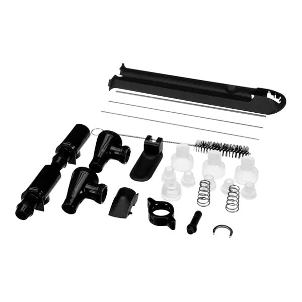 A black plastic Bunn TDL Fresh brewer server kit with various machine parts.