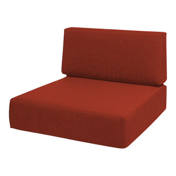 A red cushion set for a BFM Seating Belmar armless middle section sofa.