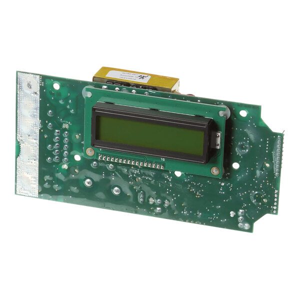 A green circuit board with a black and green display.