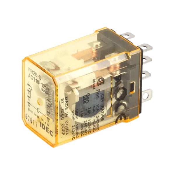 A Cleveland 120V AC DPDT Relay with a clear plastic case on a white background.