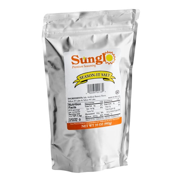 Sunglo 35 oz. Season-It Buttery Popcorn Salt - 12/Case