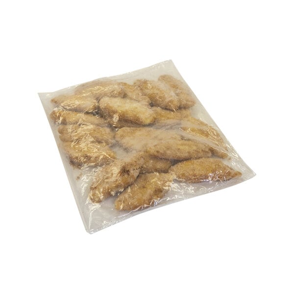 A plastic bag of Mrs. Friday's Craft Beer Battered Pollock Fillet Portions.