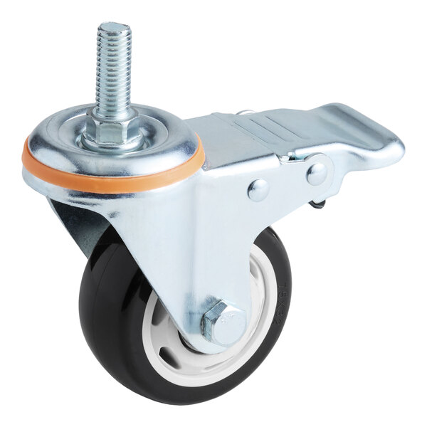 A metal and plastic locking caster wheel with a threaded stem, designed for use with the Backyard Pro EGA94-78 model.