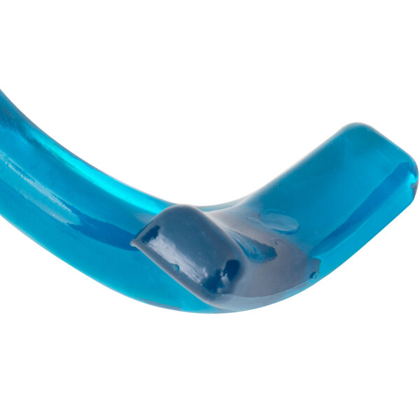 A blue plastic lever arm with a white background.