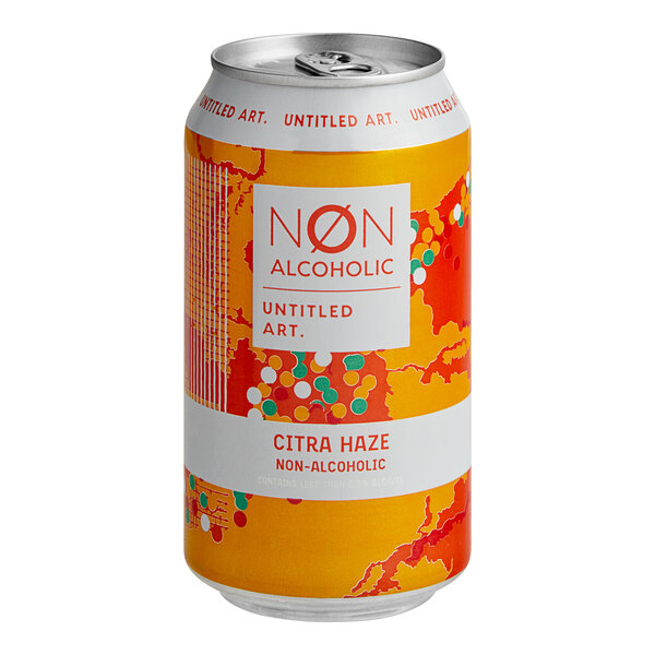 A white can of Untitled Art Citra Haze Non-Alcoholic IPA with a white label.