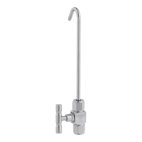 A silver Regency stainless steel faucet with a black hose.