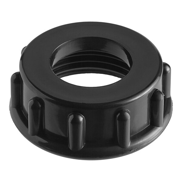 A black plastic ring lock with a hole.