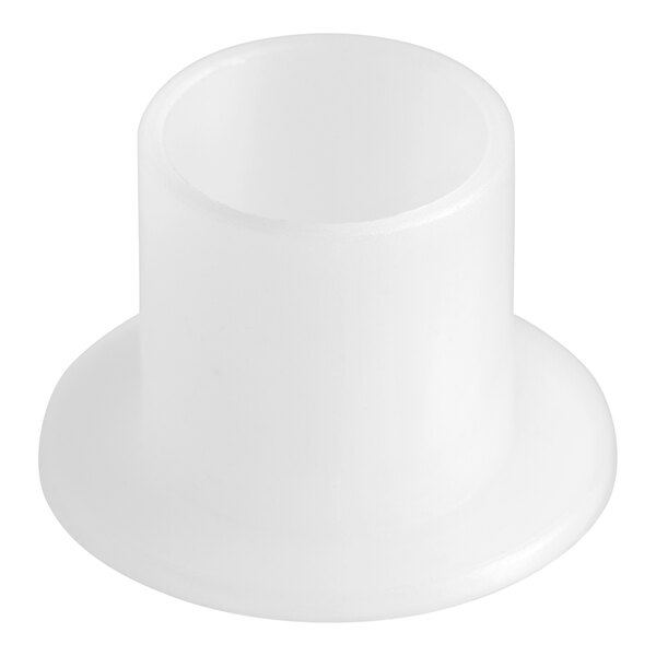 A white plastic gear sleeve with a round base.