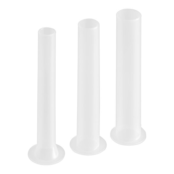 A Backyard Pro white plastic stuffing tube set with three tubes.