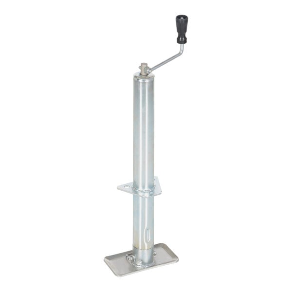 A silver metal Vestil A-frame trailer jack pole with a black metal handle.