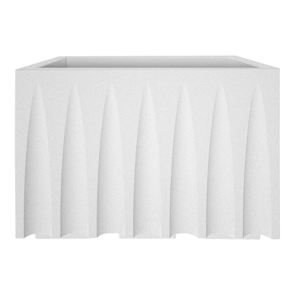 A white rectangular planter with a pleated surface.