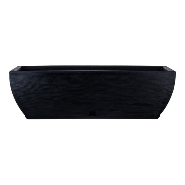 A black rectangular Floridis Amsterdam planter with a black base.