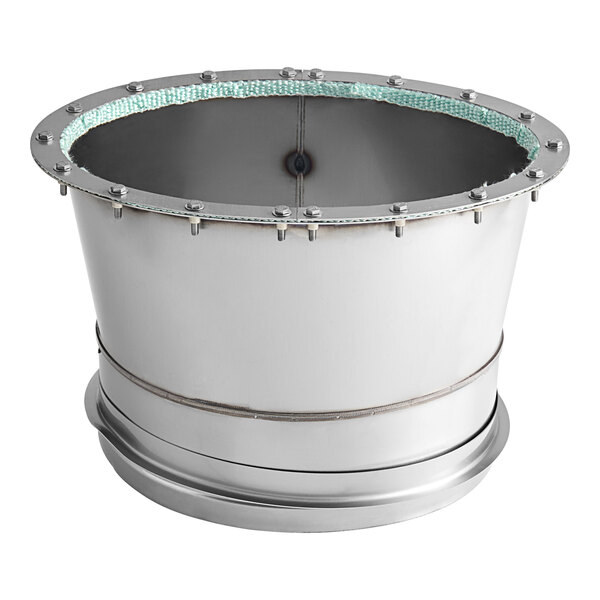 An NAKS stainless steel single-wall grease duct with a green band around the bottom.