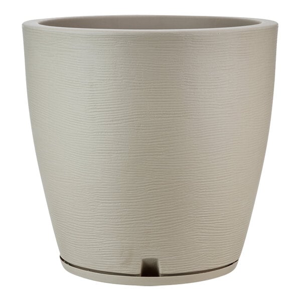 A white pot with a round bottom.