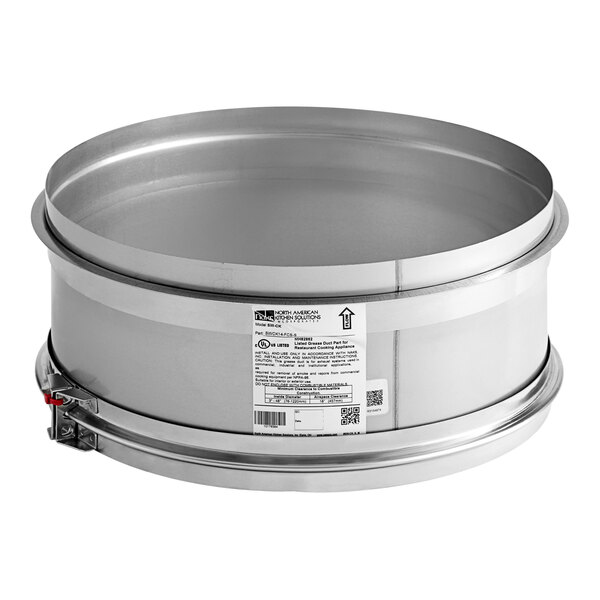 A round silver stainless steel flange collar adapter.