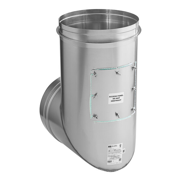 A stainless steel NAKS 87 degree elbow with a metal access panel.