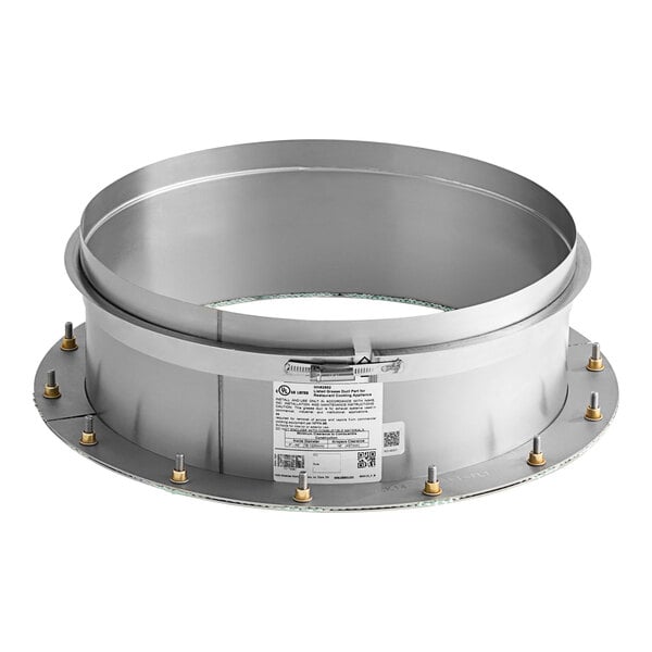 A NAKS stainless steel single-wall grease duct with a white metal circular hood adapter.
