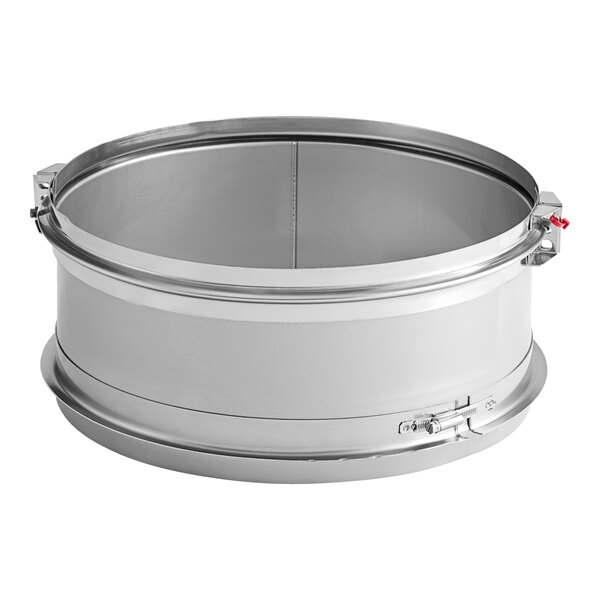 A round stainless steel flange collar with a metal ring.