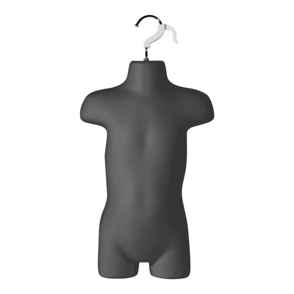 A black plastic toddler mannequin with a hanging hook.