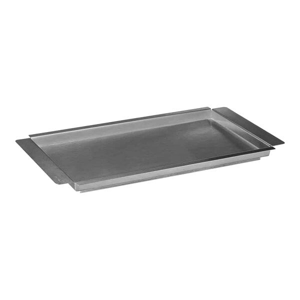 A Rosseto stainless steel rectangular griddle top.