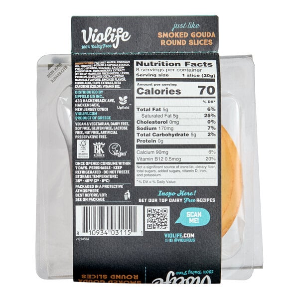 Violife Just Like Smoked Gouda Vegan Cheese Slices 5.64 oz. - 8/Case