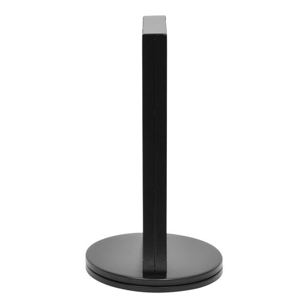 A black steel rectangular countertop spinner display with pegboard on both sides.